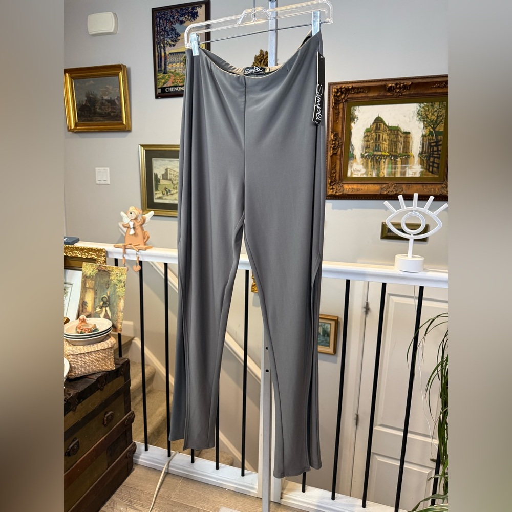 NWT Sympli Slice Pant Size 10 Hazel Green Slit Hem Made in Canada Travelwear - Picture 5 of 11
